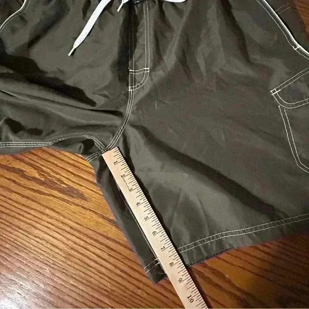 SPEEDO Mens Size XL Swim Beach Surf Board Shorts Drawstring Khaki Green